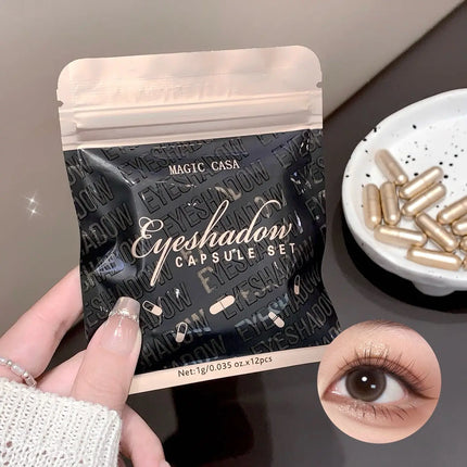 MAGIC CASA 12 Color Capsule Eyeshadow Set Highlighting and Crouching Eyeshadow Non-Smudging Eye Contour Set