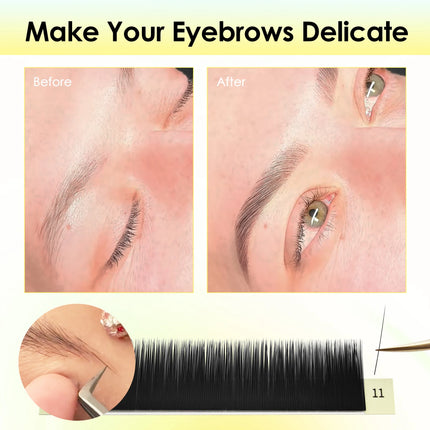 SEEDEW 0.07/0.10 Black/Brown Single Cluster Eyebrow Extensions Matte Black Straight Curl False Eyebrow Natural Look