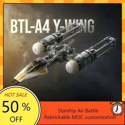 892PCS MOC Space Battle UCS BTL-A4 Y-Wing Gold Squadron Model Custom Puzzle Technology   DIY Creative Assemble Toys Gifts