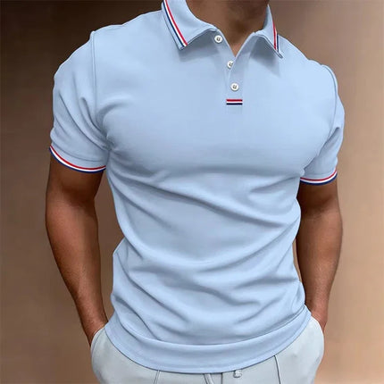 Men's Quick-Drying Solid Color Polo Shirt Summer Elastic Collared Short-Sleeved Sports T-Shirt for Active Wear