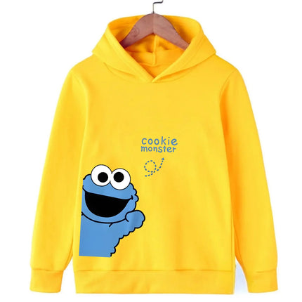 Sesame Street Cookie Monster Print Children's Hoodie Autumn and Winter Warm Casual Pullover Suitable for Boys and Girls