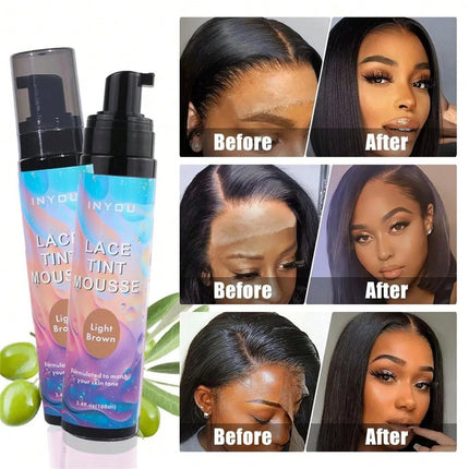 2025 New Melt Lace Tint Melting Hair Mousse and Spray for Medium Brown Wigs, Foam for Lace Frontal Wigs