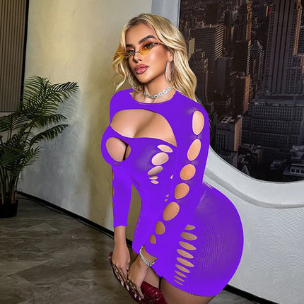 Hot Women's Plus Size Open Crotch Lingerie Bodysuit Sheer Fishnet Stockings Mesh Tights For Seductive Evening Wear bodysuit