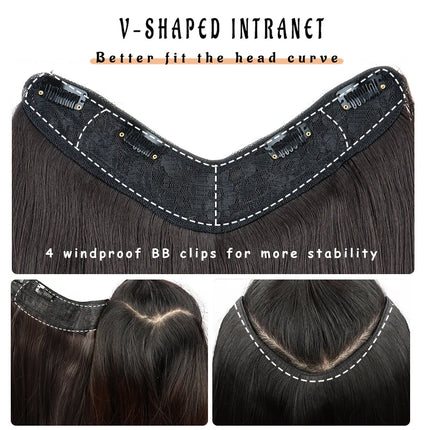 22Inch Synthetic Long Micro Curly Layered Hair Extension Patch Natural Looking Invisible One Piece Wig for Women