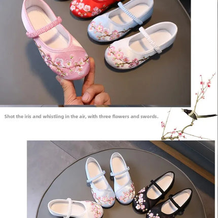 Princess Performance Traditional Chinese Hanfu Shoes Embroidered Children's Footwear Ancient Style Girls' Footwear Handmade