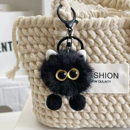 Plush Keychain for Women Soft Car Key Chain Cute Kitten Plushie Pendant for Bag Backpack Purse Decoration, Kawaii Gift Idea