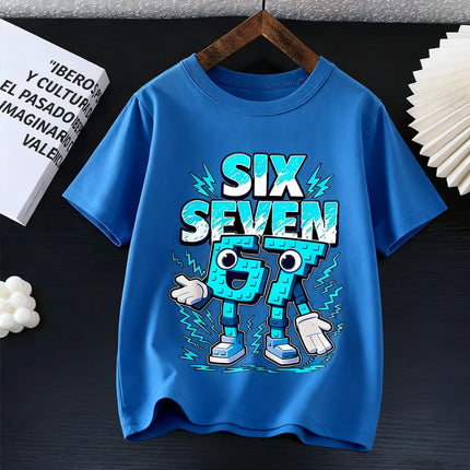 Steal A Brainrot Children Short Sleeves T-Shirts Cartoon 67 Six Seven Tops Shirts Game Cute Girls Boys Kids Summer Clothes Gift