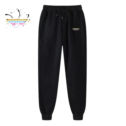 Men‘s Casual Ink printing Sports Pants Running Workout Jogging Warm Fleece Trousers Couple Solid Outdoors Sweatpants Streetwear