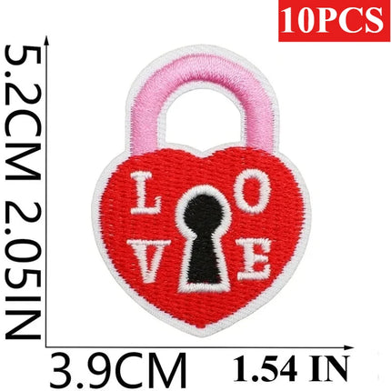10PCS Wholesale Pink Car Shape Embroidery Pink Love Style Patches DIY Cloth for Hats/T-shirt/Jeans Girls Kids Valentine Iron on