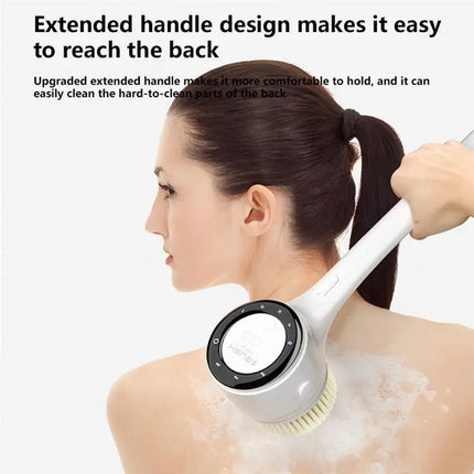 Summer Sale Electric Bath Brush Digital Display Auto Body Scrubber Waterproof Back Shower Tool Rechargeable Long Handle