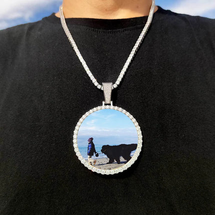 Custom Made Big Photo Medallions 18k Gold Necklace Pendant Iced Out Cuban Men Hip Hop Picture Jewelry Gift Can Free Custom Logo
