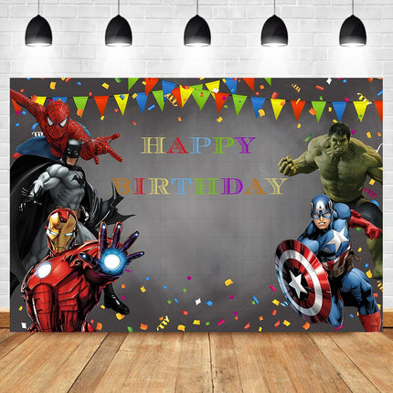 Marvel Avengers Photo Backdrops Banner Captain America Iron Man Spider-Man Boys Birthday Party Decor Custom Superhero Background