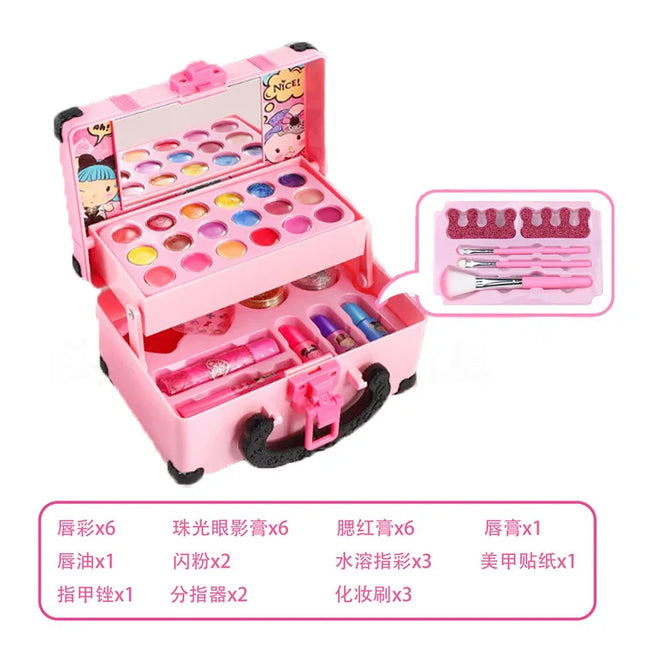 ZK20 Children Makeup Set Simulation Pretend Play Toys Cosmetic Lipstick Nail Polish Bag Educational Toys Birthday Gift for Girls