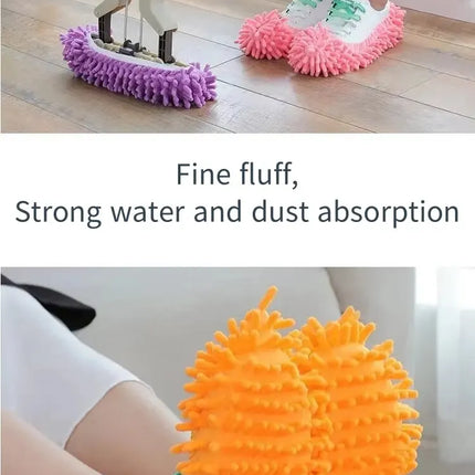 2pcs Dust Cleaner Grazing Slippers House Bathroom Floor Cleaning Mop Slipper Lazy Shoes Cover Chenille Duster Cloth