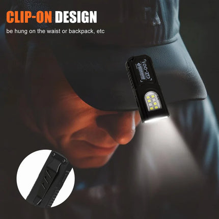 LED COB Flashlight Type-c Rechargeable Keychain 5 Modes Hands Pocket Lantern Flood Work Light with Magnet for Camping Emergency