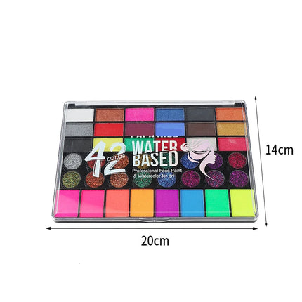 42 Colors Water Soluble Face Body Painting Set UV Neon Glitter Face Paint Art Halloween Christmas Party Body Paint Makeup Kit