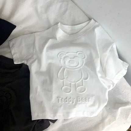 2024 Children's Cotton Short Sleeve Top Cartoon Bear Short Sleeve Summer New Style For Middle Small Kids Kidswear T-shirt