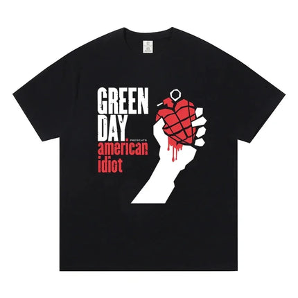 Greenday Short-sleeved T-shirts Around Concert Clothes for European and American Rock Fashion Casual Men's and Women's T-shirts
