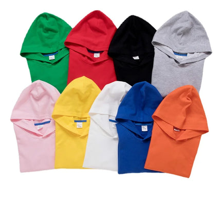 Pure Cotton Children Blank Tops Printed Custom Hoodies Boys Girls Sweatshirts 2024 Spring Fall New Solid Color Hooded Sweatshirt