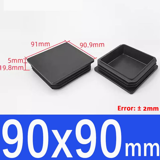 Black Plastic Square Oblong Pipe Plug 13x13mm~100x100mm Insert Table Chair Furniture Foot Cover Anti Slip Blanking End Cap