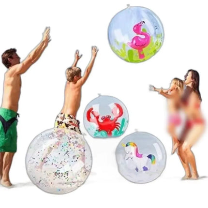 Inflatable Beach Animal 3D Ball for Lawn - Transparent Water Play Ball with Flamingo & Unicorn Designs Children's Outdoor Fun