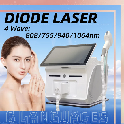 Professional 4 Waves 755 940 1064 808nm Portable 4000w Soprano Diode Ice Titanium Laser Body Hair Removal Machine 2025 Device