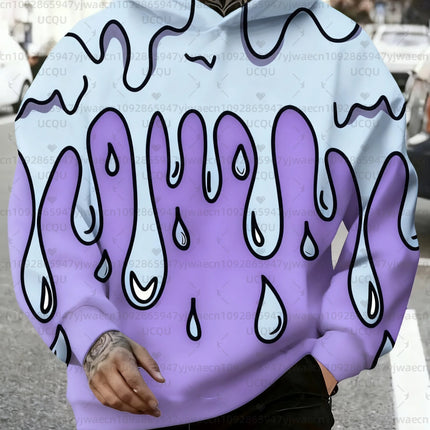 Men's Hooded Sweatshirt Neon Green and Purple Liquid Drip Pattern Pullover Daily and Sports  Outdoor Fitness Women's Hoodies