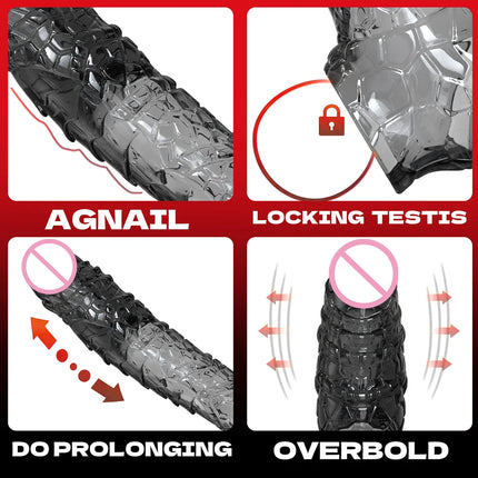 Penis Sleeve Extensions Condom Male Enlargement Delay Vibrators Clits Massager Cock Ring Vibrating Penis Cover Sex Toys For Men