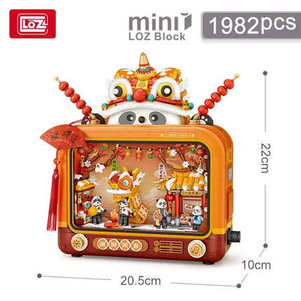LOZ Panda Shadow Play Retro TV Building Blocks Set, Festive and Cute Home Decor Toy, Birthday Gift for Adults and Children