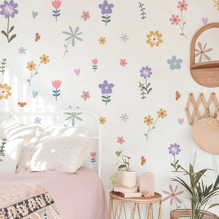 Cartoon Flowers Wall Stickers for Kids Room Wall Decals Living Room Furniture Baby Room Decor Bedroom Decoration