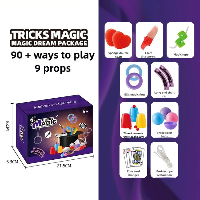 Magic Kit Magician Costume Beginner Magic Tricks Learning Set Educational Toys for Children Christmas Birthday Gifts