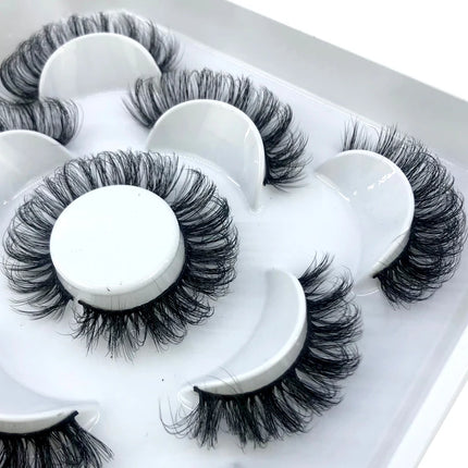 5 Pairs Fluffy Lashes 8-25mm 3D Mink Lashes Long Thick Natural False Eyelashes Wholesale Lashes Vendors Makeup Mink Eyelashes