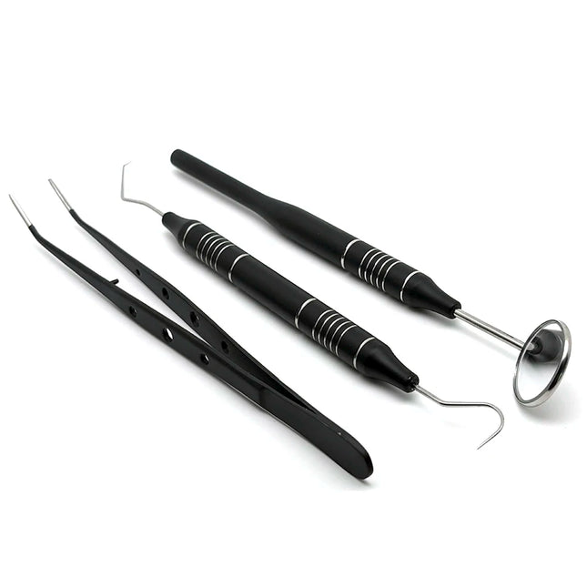 3pcs/KIt Dental Mouth Mirror Tweezers Curve Probe Kit Dental Stainless Steel Instrument For Dentist Oral cleaning Tool