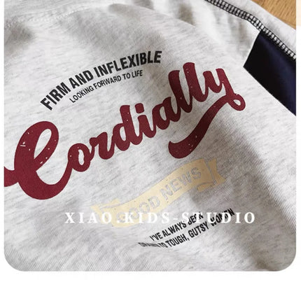 Spring Children Boys Long Sleeves YBFSKID Spliced Letter Print Kids Baby Boys Undershirt Round Collar Casual Toddler Boy T-shirt