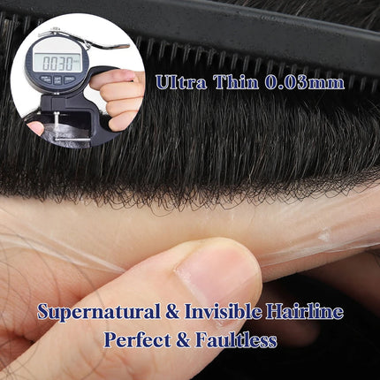 Os21 0.03-0.04mm NG Clearance Thin Skin Toupee Capillary Prosthesis Hair Piece For Men Hair Replacement System V Loop Men Toupee