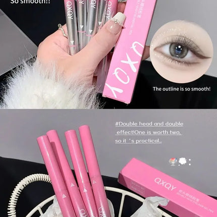 2 in 1 Punk Red Eyebrow Eyeliner GelPencil with Angled Brush Smudge-Proof Waterproof Smooth for Brow & Lying Silkworm Eye Makeup