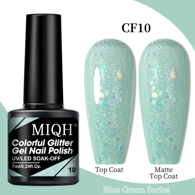 7ml Gel Polish, Blue Gel Nail Polish Fall Winter Colors Ice Blue Green Series Gel Polish Dark Blue Navy Blue Sparkle Soak Off UV