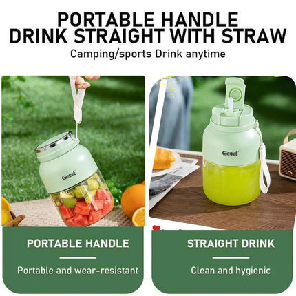Portable electric citrus juicer and smoothie blender, 28 ounce portable fresh juicer with straw and 2 lids, mini fruit blender