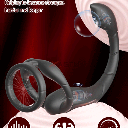 Vibrating Cock Ring Male Prostate Perineum Massager Vibrator Taint Stimulator Anal Butt Plug Sex Toys for Men Penis Ring