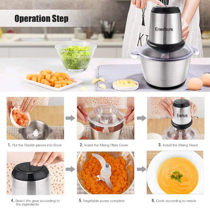 2L Domestic Meat Mincer Electric Fully Automatic, Stainless Steel, Multi-Functional Kitchen Appliance with Anti-Overflow Feature
