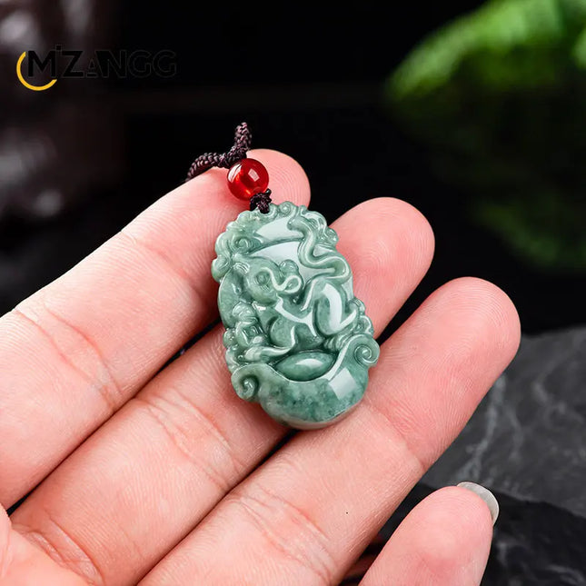 Natural A Goods Jadeite Twelve Chinese Zodiac Rat Tiger Pendant Jewelry Hand-carved Custom Mascot Jewelry Jade Necklace Gift
