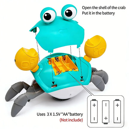 Musical Crawling Crab Toys with Obstacle Avoidance - Electronic Pet for Baby Walking Development (Battery Not Included)