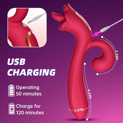 360 Rotation Swing  Tongue Licking Vibrator Female Powerful G-Spot Vagina Massager Dildo Thrusting Clitoris Stimulator Sex Toy