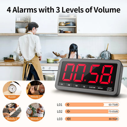 VOCOO Rechargeable Larger LED Digital Kitchen Timer Portable Magnetic Countdown Timer Cooking Timer For Classroom Kitchen