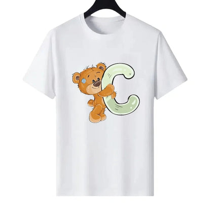 Letter Number Woman Family Round Neck Parent-child Clothing Loose Tops Unisex Comfort Y2k Short Sleeves T-Shirt Men Blouses