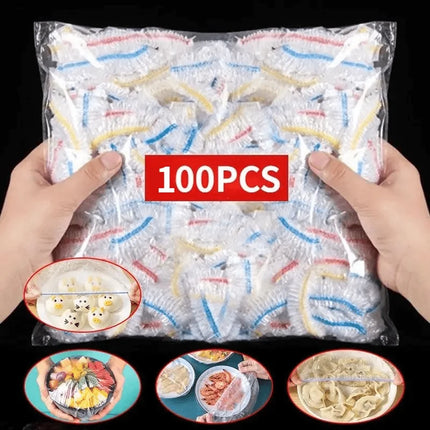 100pcs Reusable Food Cling Film Covers  Fruit Vegetable Storage Food Wrap Storage Bag Picnics & Bbqs Kitchen Food Saver Bag