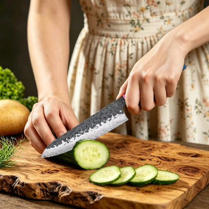 5 inch Japanese Petty Knife Hand Forged Damascus Steel Chef Kitchen Utility Knife Cooking Tool Paring Knife Colored Wood Handle
