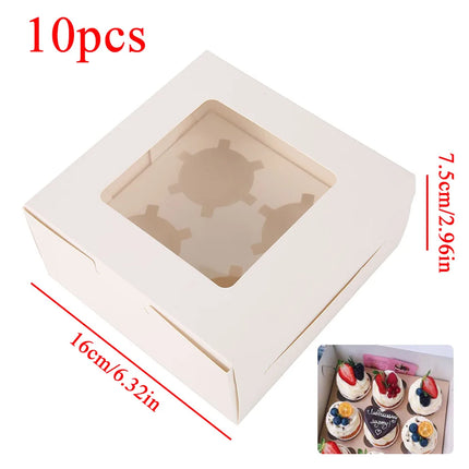 10Pcs White Bakery Boxes with Window, 12 X 12 X 8 Inches, Fold Cake Boxes Treat Boxes for Cookies, Pastry, Macarons Party Favor