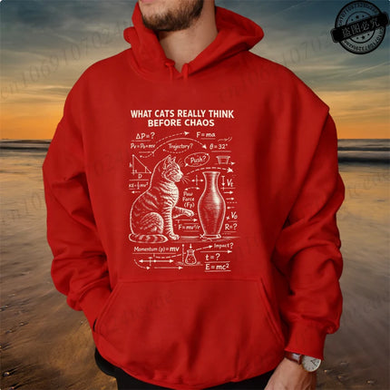 Funny Cat Physics Design Hoodies Math Science Humor Cat Print Sweatshirt Personalized Men Women Casual Streetwear Fashion Hoodie