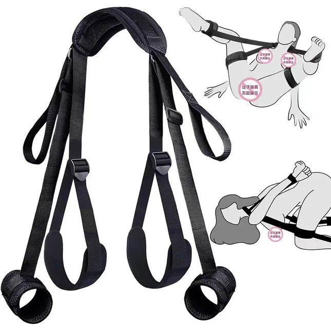 Restraint Erotica Binding Sex Forced Split Leg Straps Neck Wrist BDSM Bondage Set Sex Toys for Women Couples Product No Vibrator